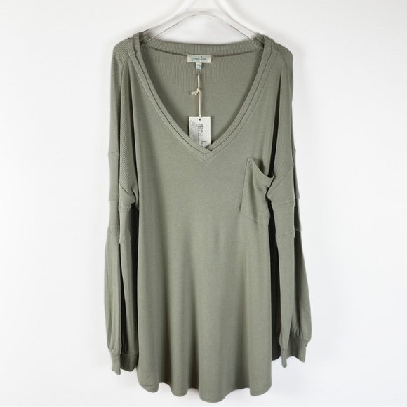 ✨🆕NWT GRACE & LACE Bellissimo Draped Waffle knit long sleeve top Womens size XL - Picture 2 of 12